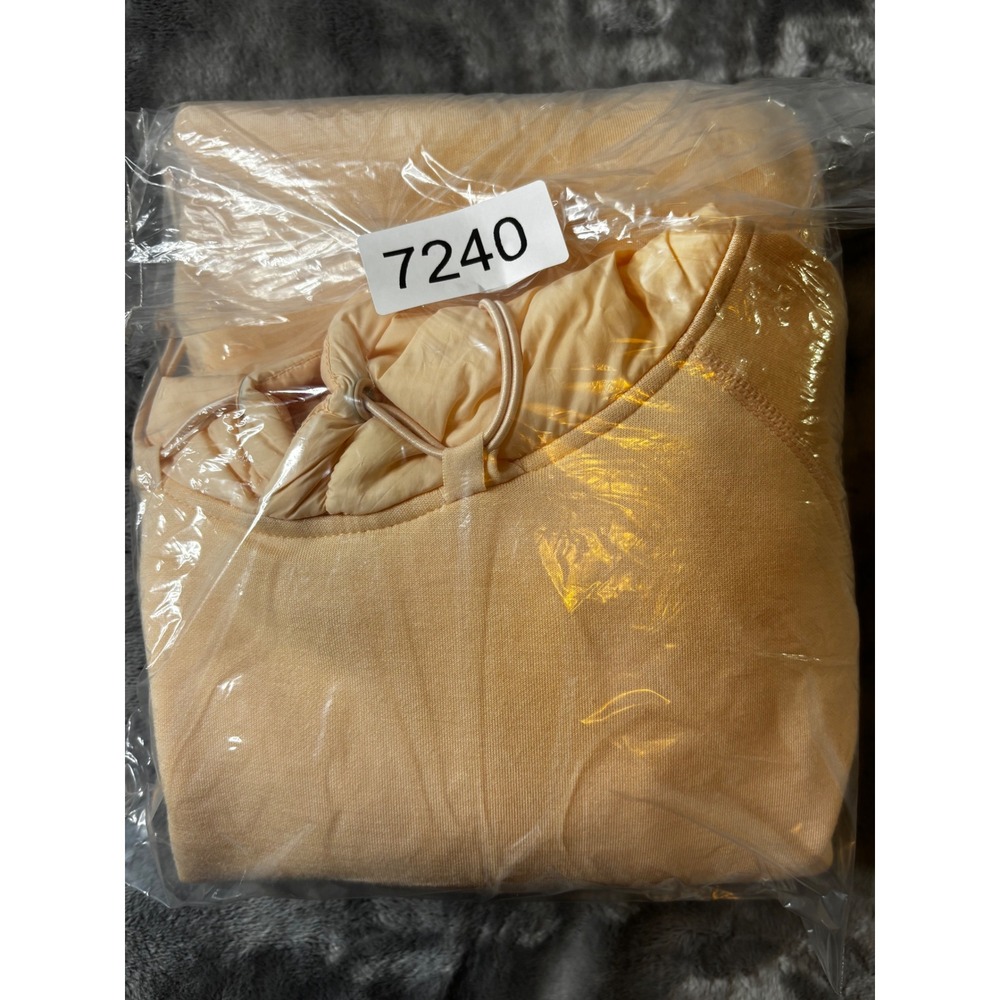 Mono B Womens Peach Mixed Media Windbreaker Hooded Sweatshirt Medium Soft - Picture 8 of 8